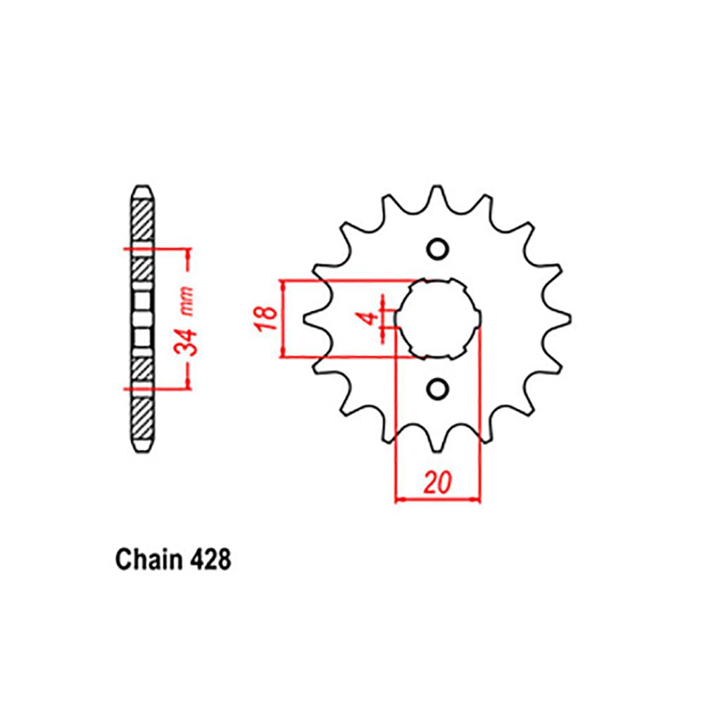 Front Sprocket Steel - 17T 428P