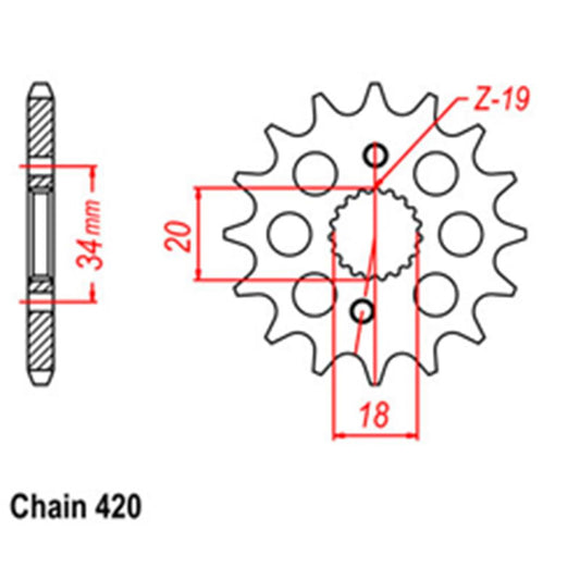 Front Sprocket - Steel 15T 420P