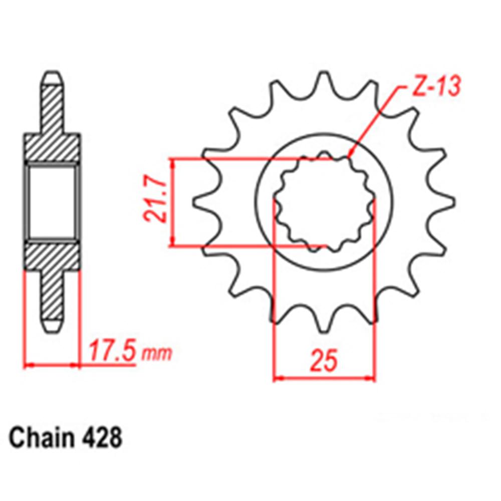 Front Sprocket Steel - 17T 428P