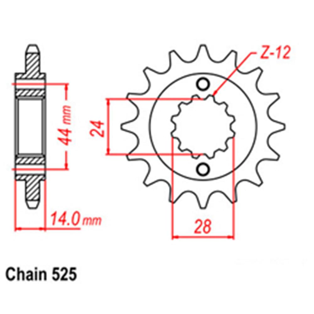 Front Sprocket Steel - 17T 525P