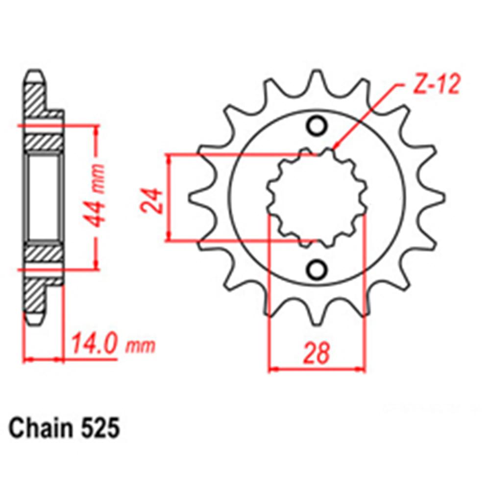 Front Sprocket Steel - 16T 525P