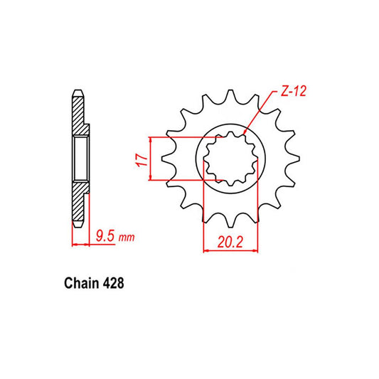 Front Sprocket - Steel 14T 428P