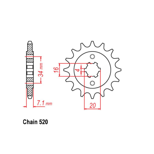 Front Sprocket - Steel 14T 520P