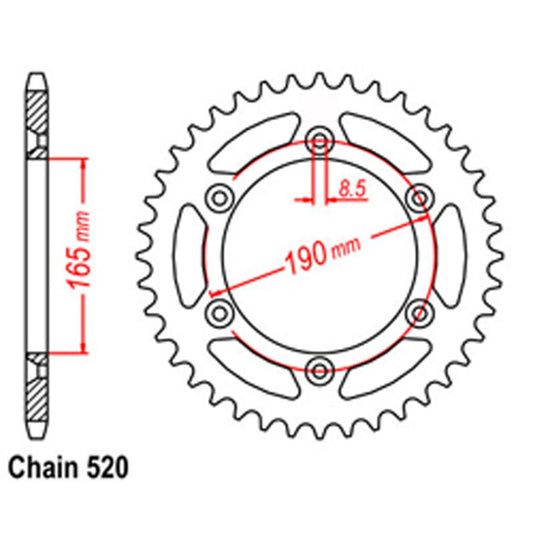 Z - REAR SPROCKET - STEEL 52T 520P