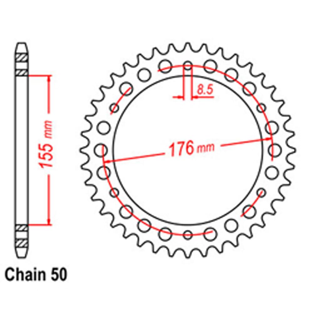 REAR SPROCKET - STEEL 43T 530P