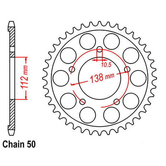 REAR SPROCKET - STEEL 48T 530P