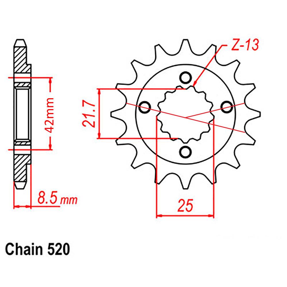 Front Sprocket Steel - 17T 520P (Not D/D)
