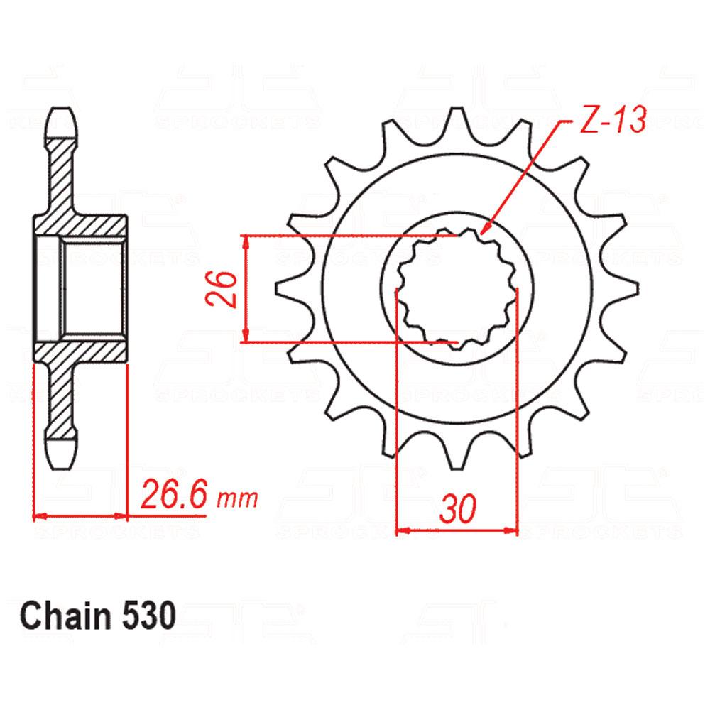 (NEW RA1250) FRONT SPROCKET - STEEL W/-RUBBER CUSH 19T 530P