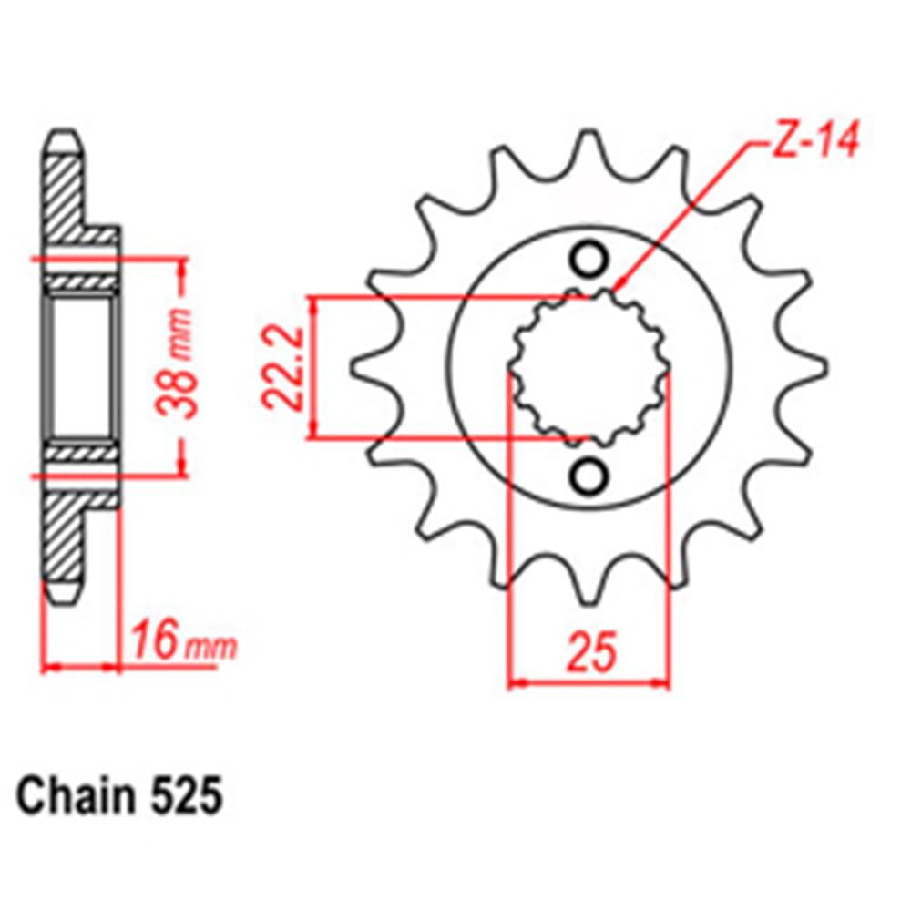FRONT SPROCKET - STEEL W/-RUBBER CUSH 15T 525P