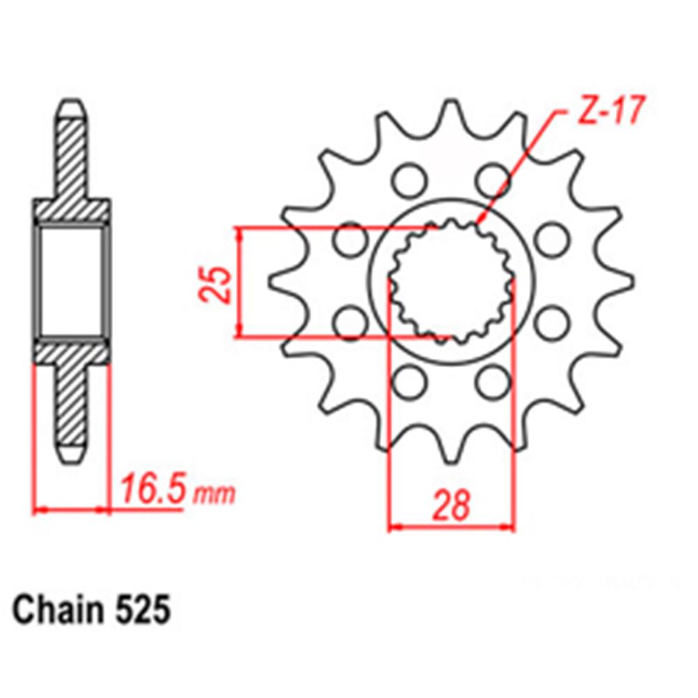 FRONT SPROCKET - STEEL W/-RUBBER CUSH 17T 525P