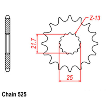 FRONT SPROCKET - STEEL W/-RUBBER CUSH 17T 525P