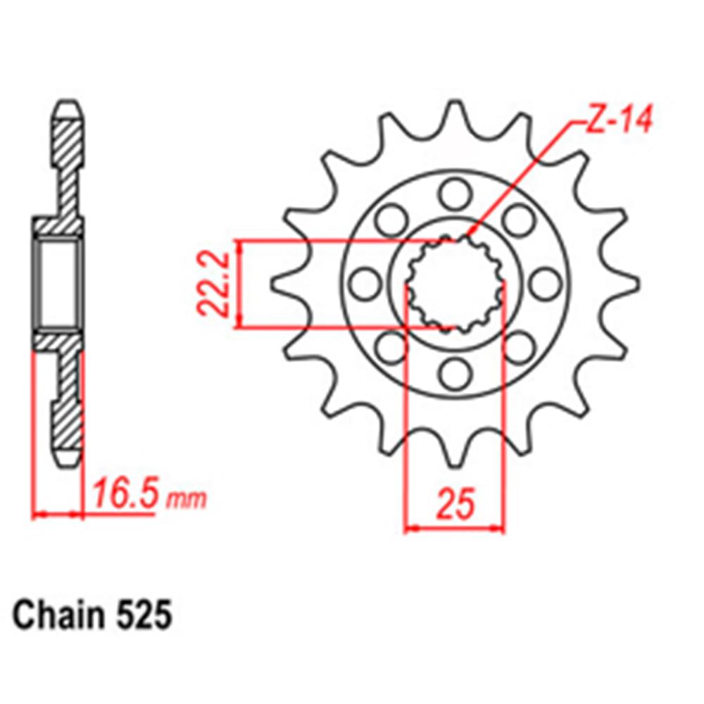FRONT SPROCKET - STEEL W/-RUBBER CUSH 15T 525P
