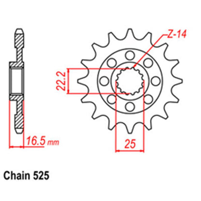 FRONT SPROCKET - STEEL W/-RUBBER CUSH 15T 525P
