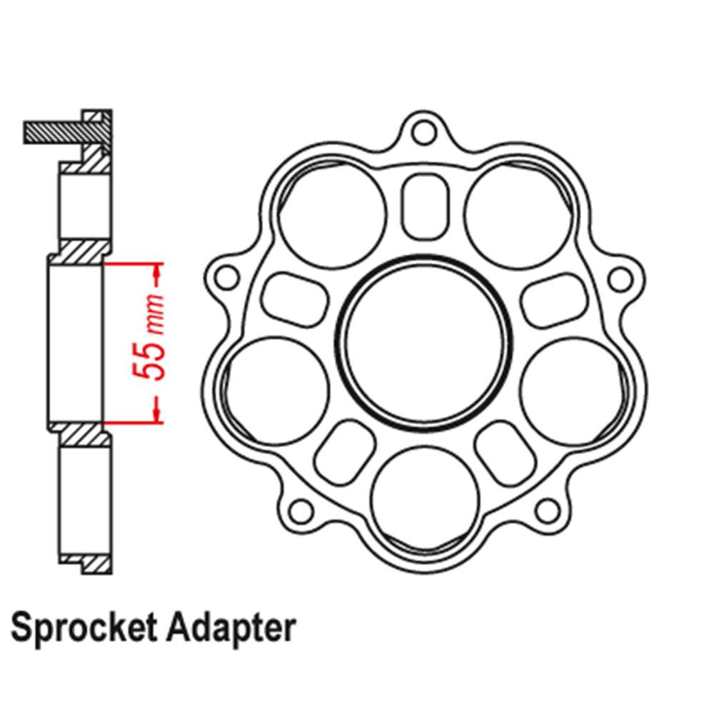 JT REAR ALLOY SPROCKET ADAPTOR : DUCATI 750B (5 BOLT)