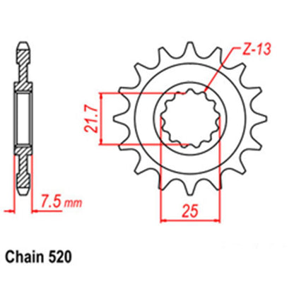 FRONT SPROCKET - STEEL W/-RUBBER CUSH 16T 520P