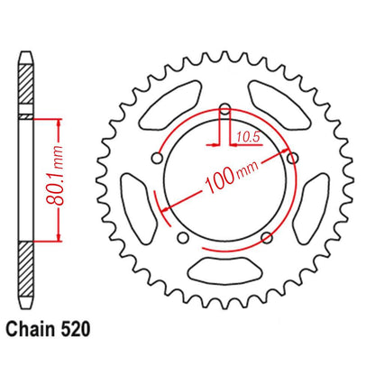 VORTEX S ALLOY REAR SPROCKET 520-43T - HARDCOAT - MARCHESINI / OZ / BST/PVM