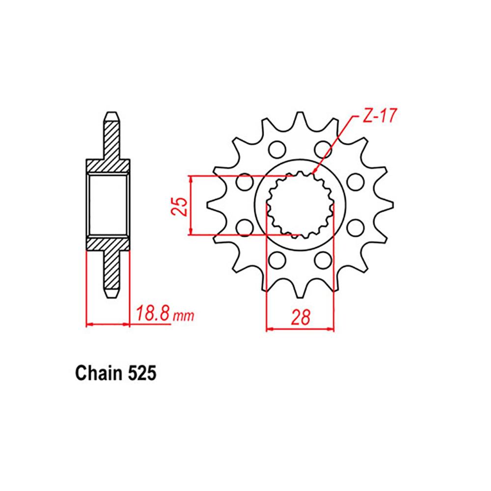 FRONT SPROCKET - STEEL W/-RUBBER CUSH 19T 525P