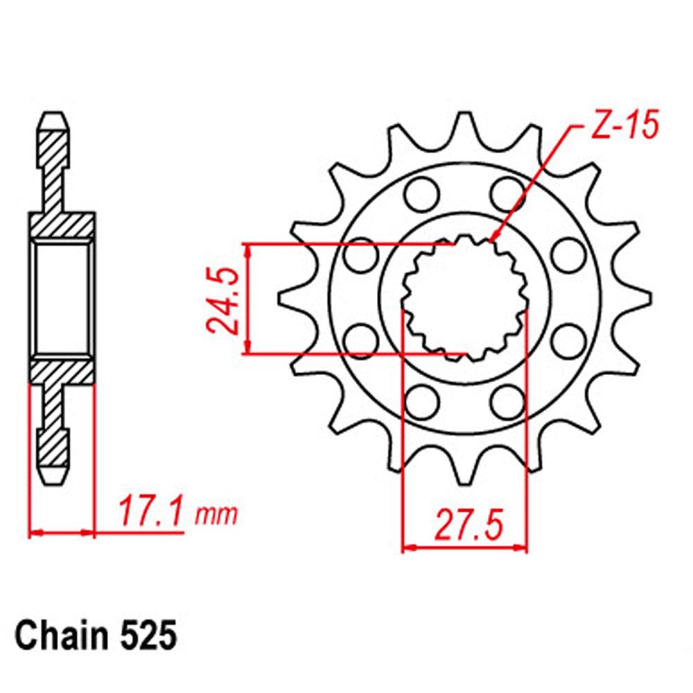 FRONT SPROCKET - STEEL W/-RUBBER CUSH 16T 525P