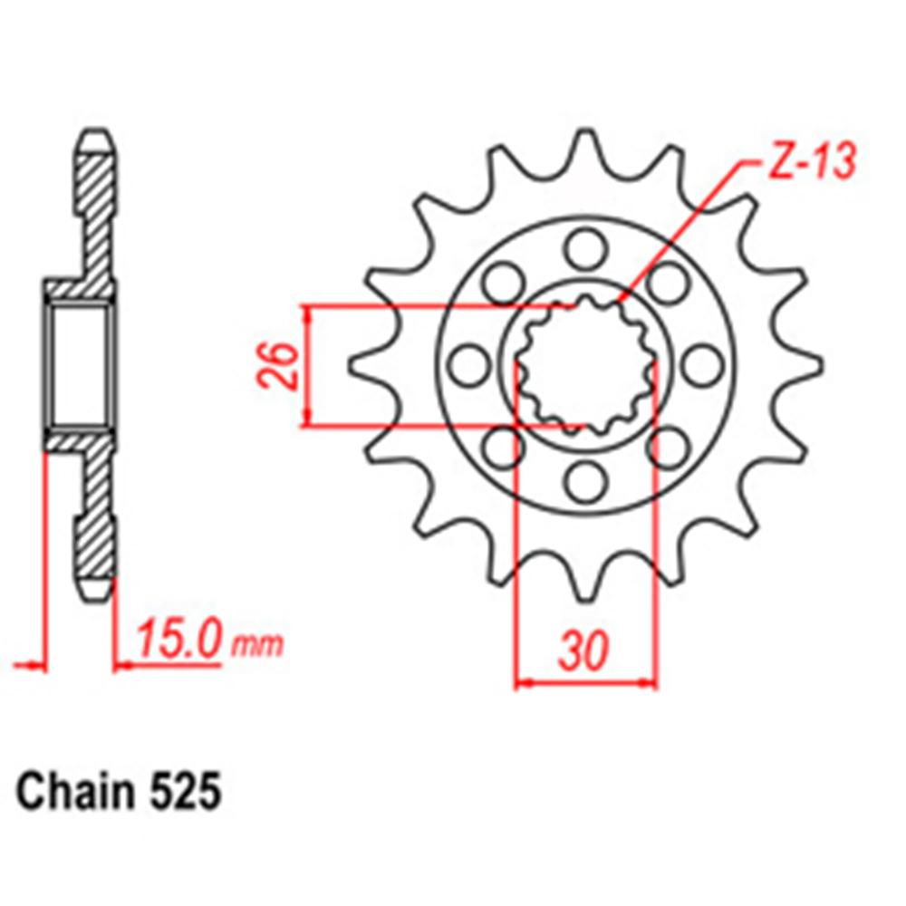 FRONT SPROCKET - STEEL W/-RUBBER CUSH 17T 525P