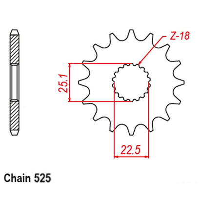 FRONT SPROCKET - STEEL W/-RUBBER CUSH 17T 525P