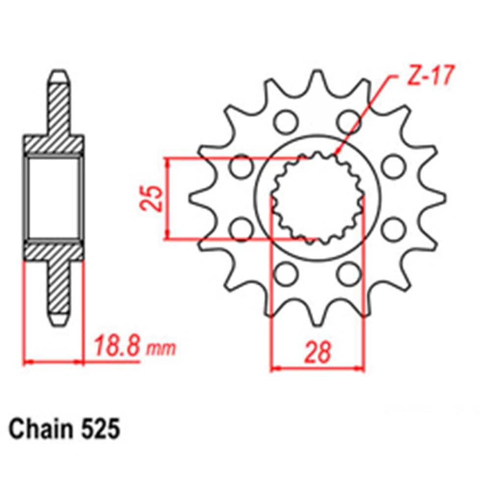 FRONT SPROCKET - STEEL W/-RUBBER CUSH 17T 525P