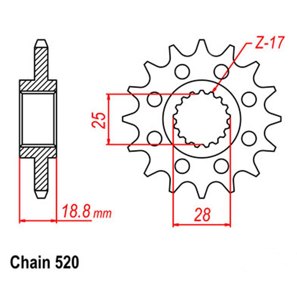 Z - FRONT SPROCKET - STEEL 17T 520P