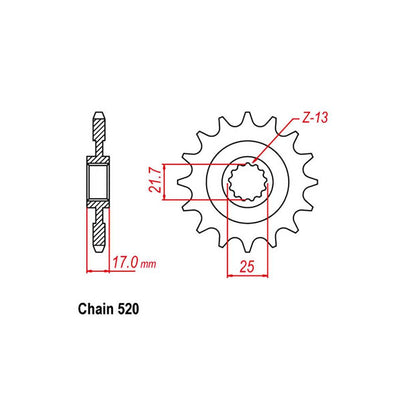 FRONT SPROCKET - STEEL W/-RUBBER CUSH 16T 520P
