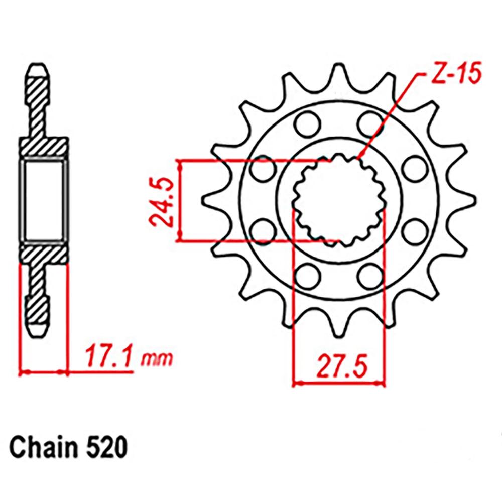 FRONT SPROCKET - STEEL W/-RUBBER CUSH 15T 520P
