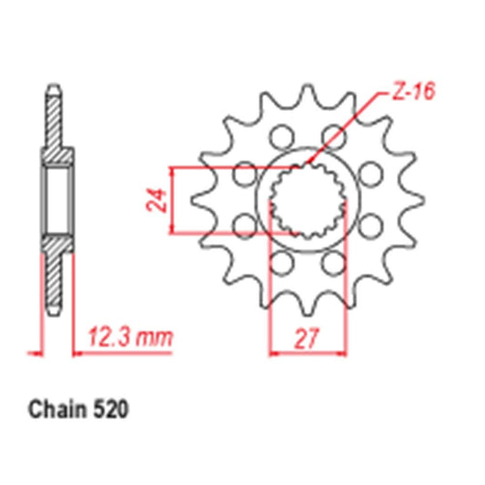 Front Sprocket Steel - 17T 520P