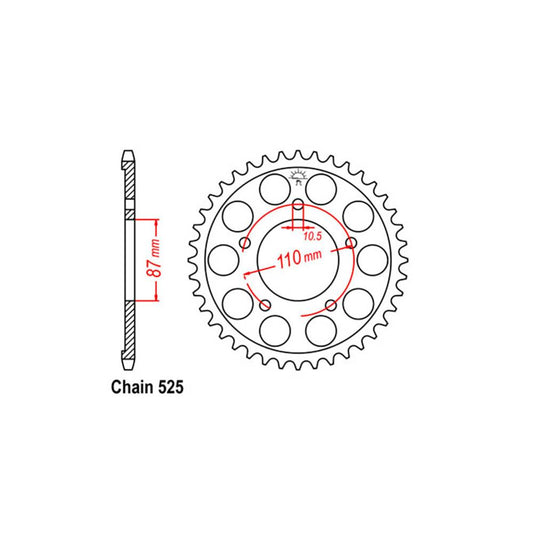 REAR SPROCKET - STEEL 48T 525P