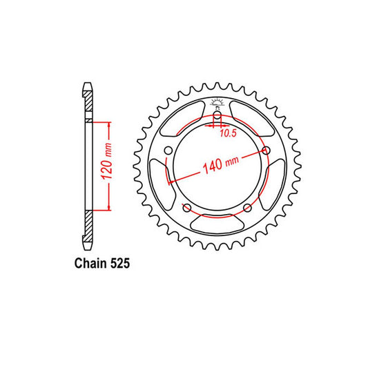 REAR SPROCKET - STEEL 40T 525P