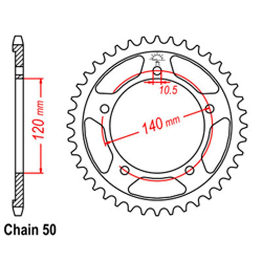 REAR SPROCKET - STEEL 42T 530P