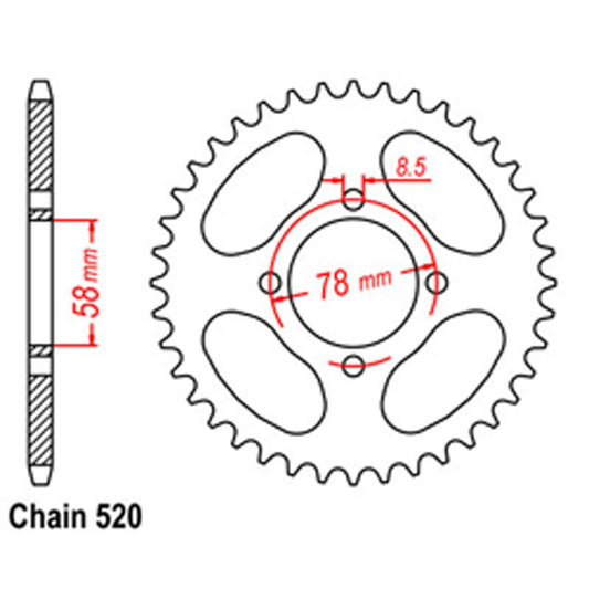 Z - REAR SPROCKET - STEEL 38T 520P