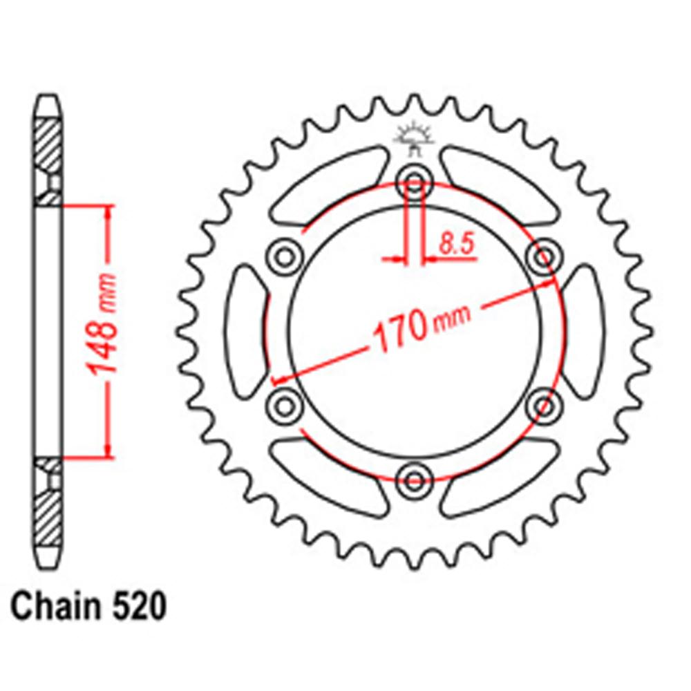 REAR SPROCKET - STEEL 42T 520P