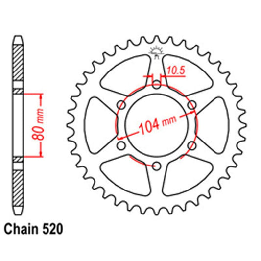 REAR SPROCKET - STEEL 43T 520P