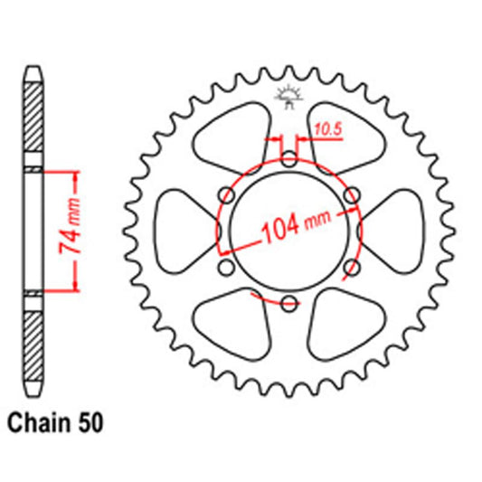 REAR SPROCKET - STEEL 42T 530P