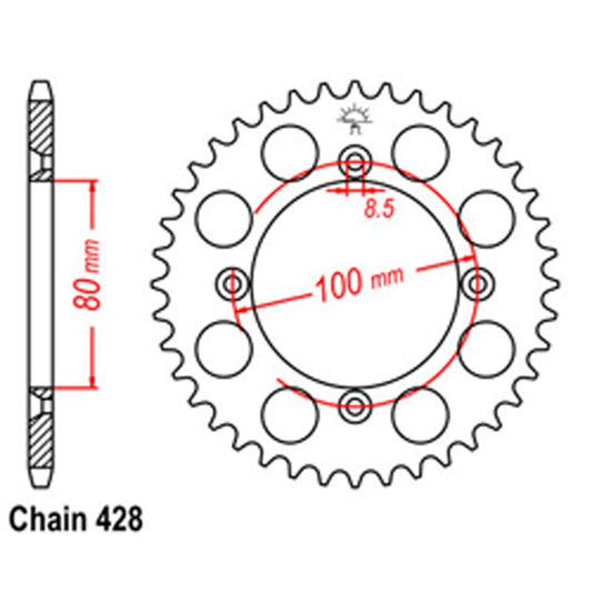REAR SPROCKET - STEEL 50T 428P