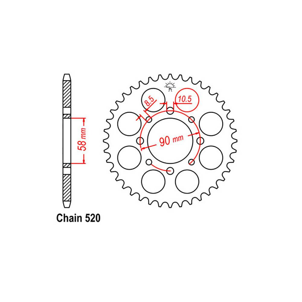 REAR SPROCKET - STEEL 45T 520P