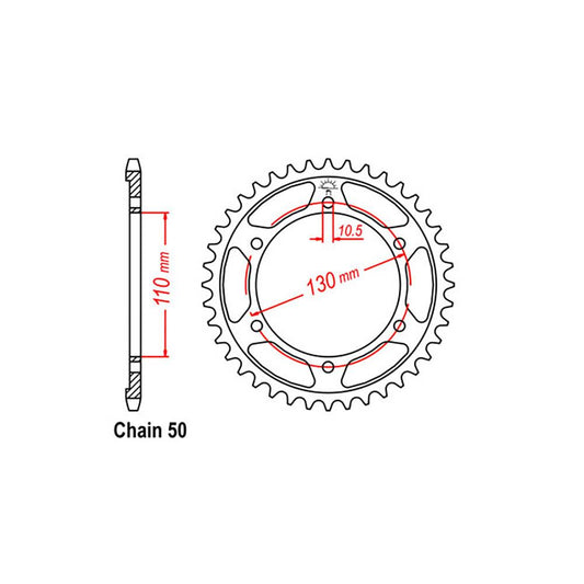 REAR SPROCKET - STEEL 47T 530P