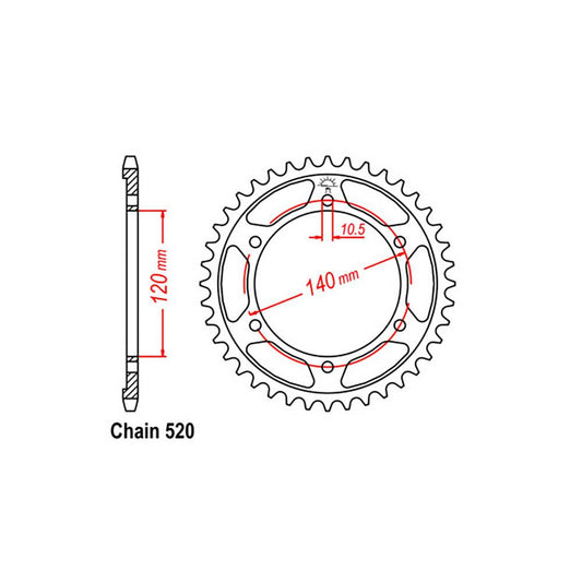 REAR SPROCKET - STEEL 37T 520P