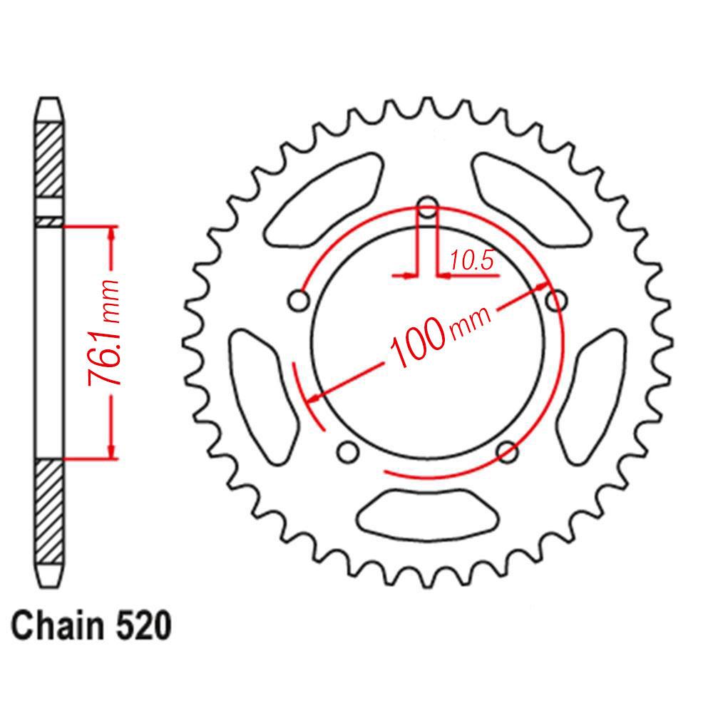 VORTEX ALLOY REAR SPROCKET 520-47T - BLACK - MARCHESINI / BST / OZ