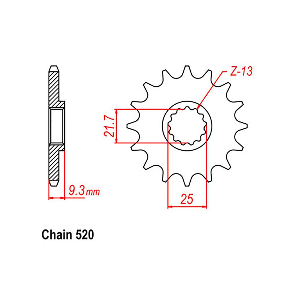 FRONT SPROCKET - STEEL W/-RUBBER CUSH 14T 520P