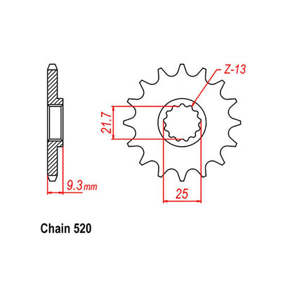 FRONT SPROCKET - STEEL W/-RUBBER CUSH 14T 520P