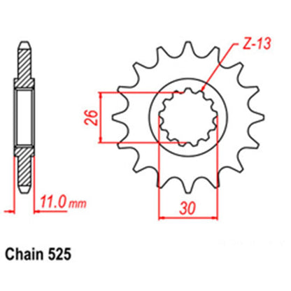 FRONT SPROCKET - STEEL W/-RUBBER CUSH 15T 525P