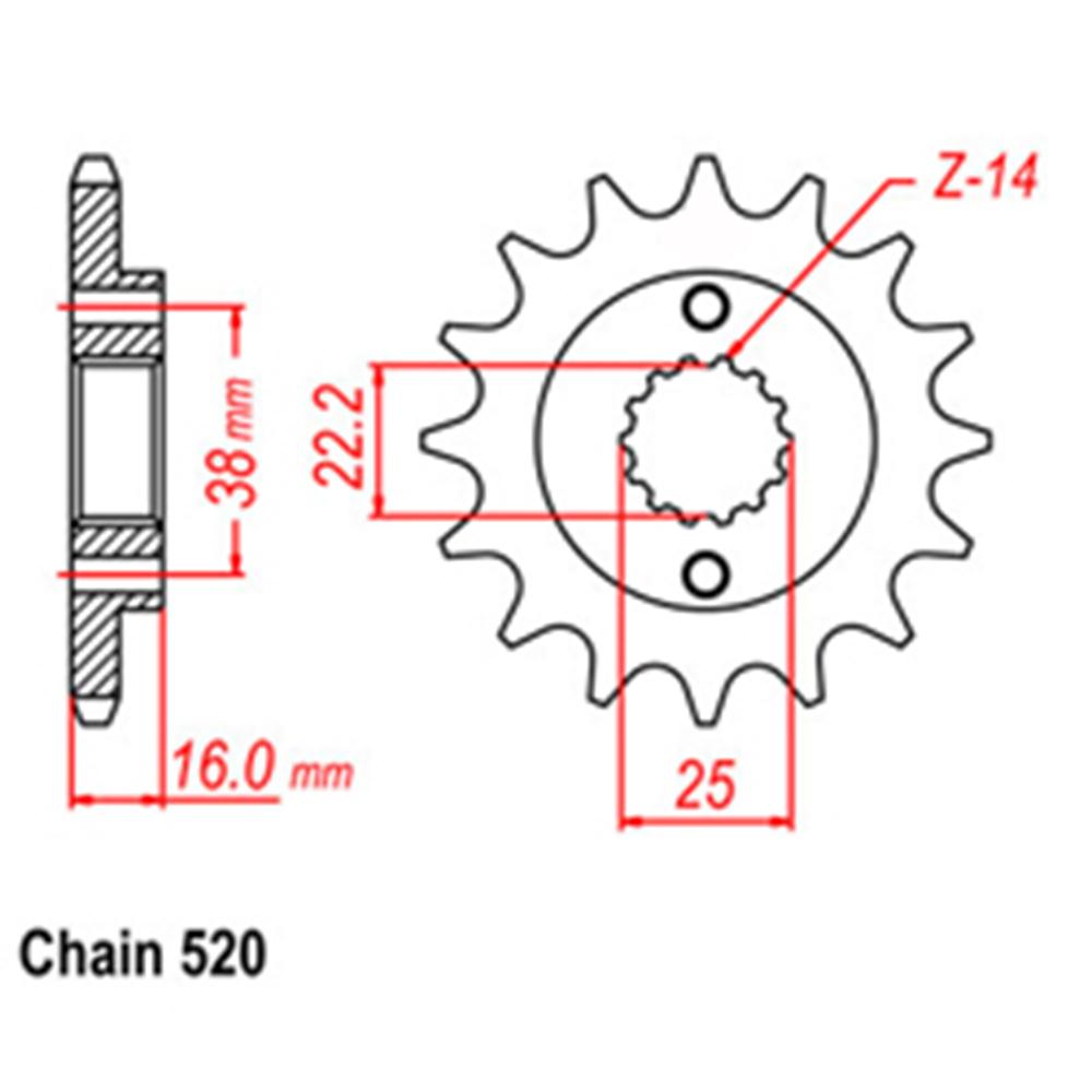 FRONT SPROCKET - STEEL W/-RUBBER CUSH 15T 520P