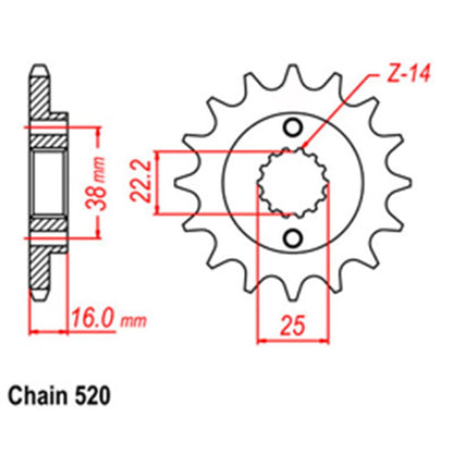 FRONT SPROCKET - STEEL W/-RUBBER CUSH 15T 520P