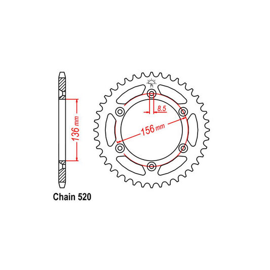 REAR SPROCKET - STEEL 51T 520P