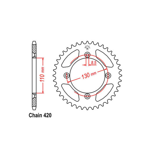 REAR SPROCKET - STEEL 50T 420P