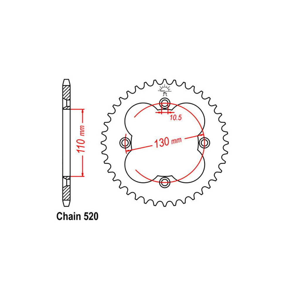 REAR SPROCKET - STEEL 38T 520P