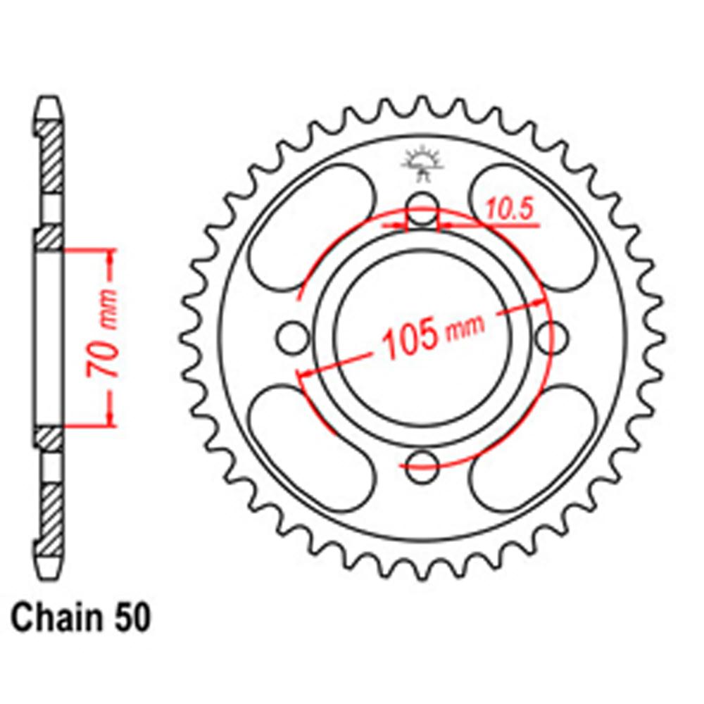 REAR SPROCKET - STEEL 38T 530P